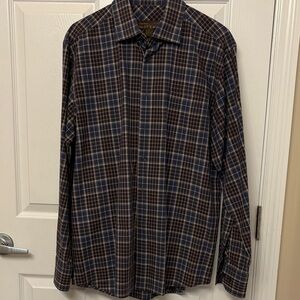 Pronto Uomo Blue and Brown Checkered Shirt